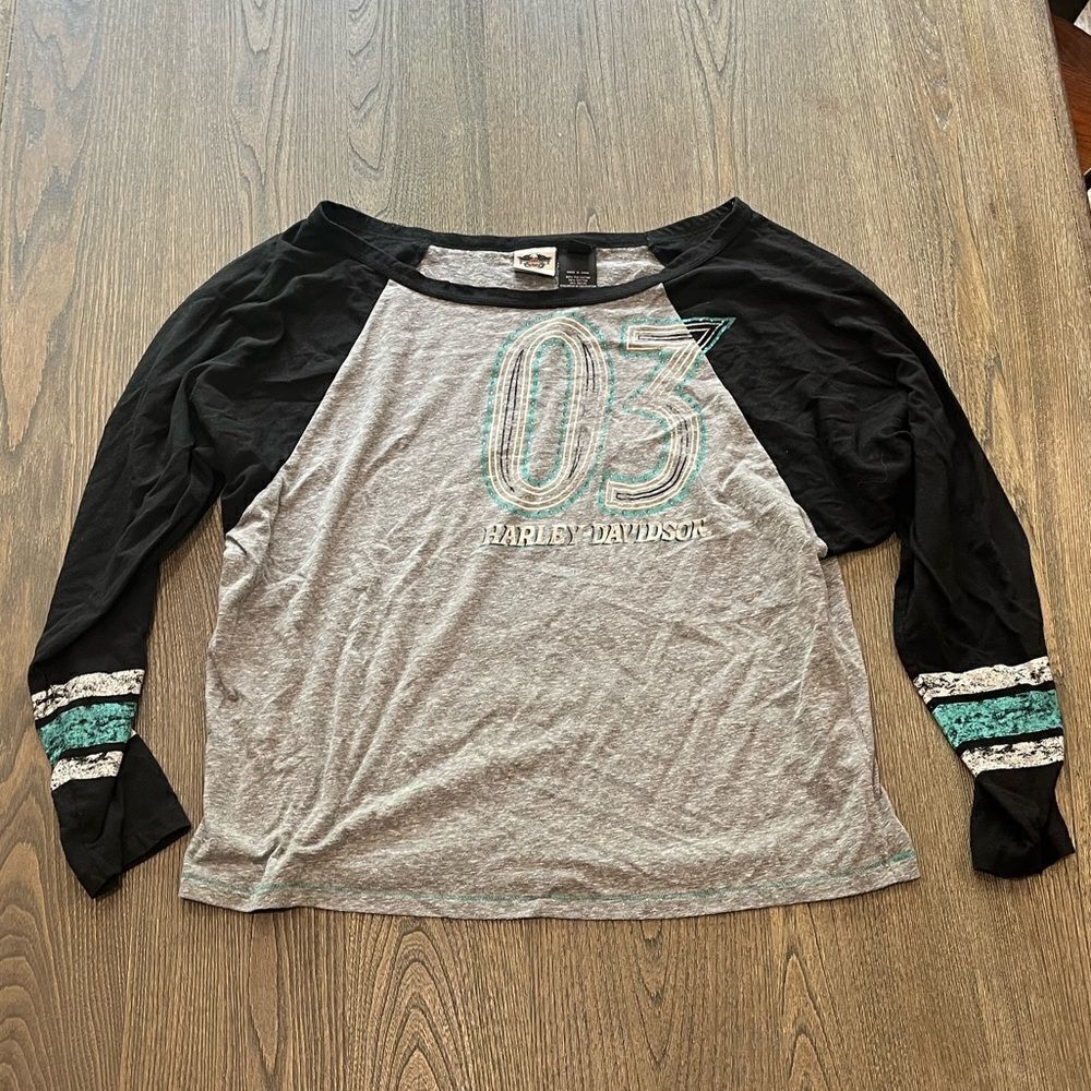 Harley Davidson Genuine Baseball T-Shirt Raglan Sleeves Size XL
